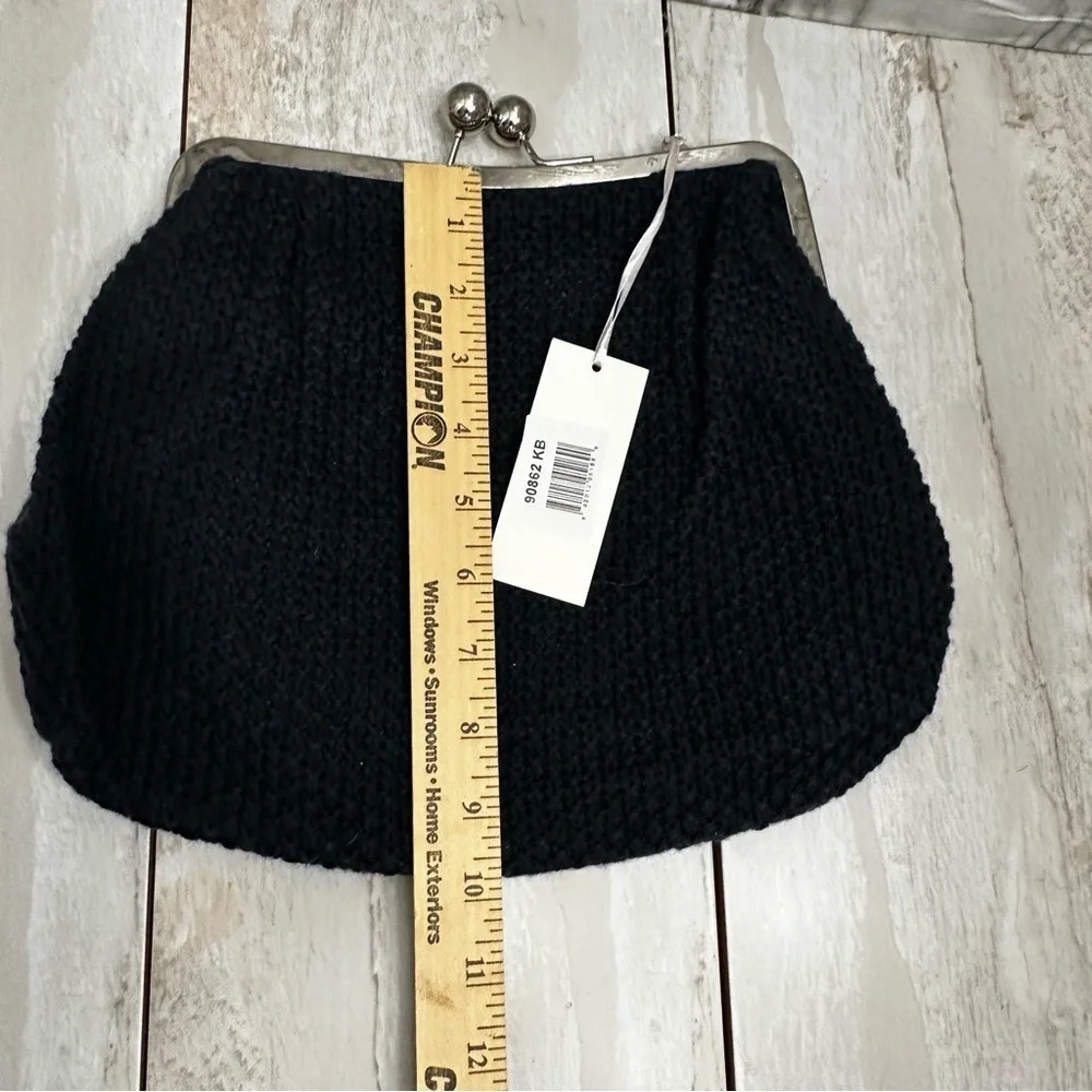 Navy Blue Crochet Knit Clutch Removable Crossbody Chain Strap Boho Chic Metro